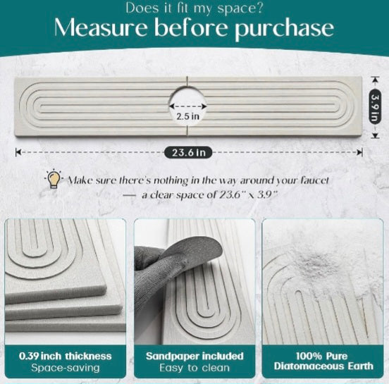 Stone Faucet Mat – Quick-Dry Sink Mat
